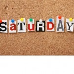 The word Saturday on a cork notice board