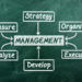Management Flow Chart written  on green chalkboard
