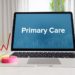 Primary Care – Statistics/Business. Laptop in the office with term on the Screen. Finance/Economy.