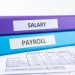 PAYROLL and SALARY word on binder place on weekly time sheet documents, human resources concept